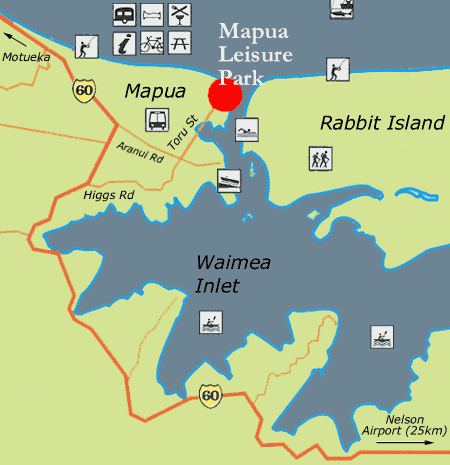 Close up map of Mapua area